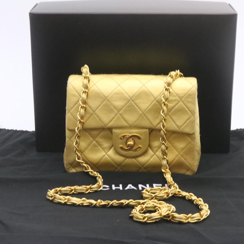 Chanel Name Tag Gold Leather Shoulder Bag (Pre-Owned)