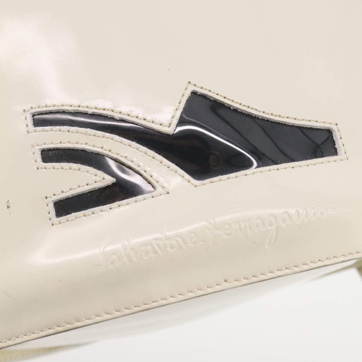 Salvatore Ferragamo Vintage Patent Leather White Patent_Leather Backpack Bag (Pre-Owned)