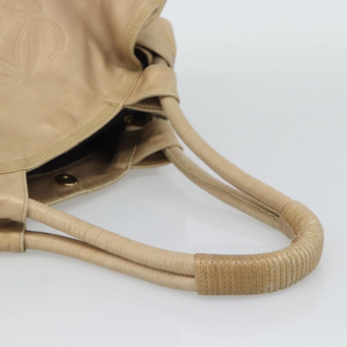 Loewe Anagram Logo Nappa Aire Hand Leather Beige Leather Handbag (Pre-Owned)