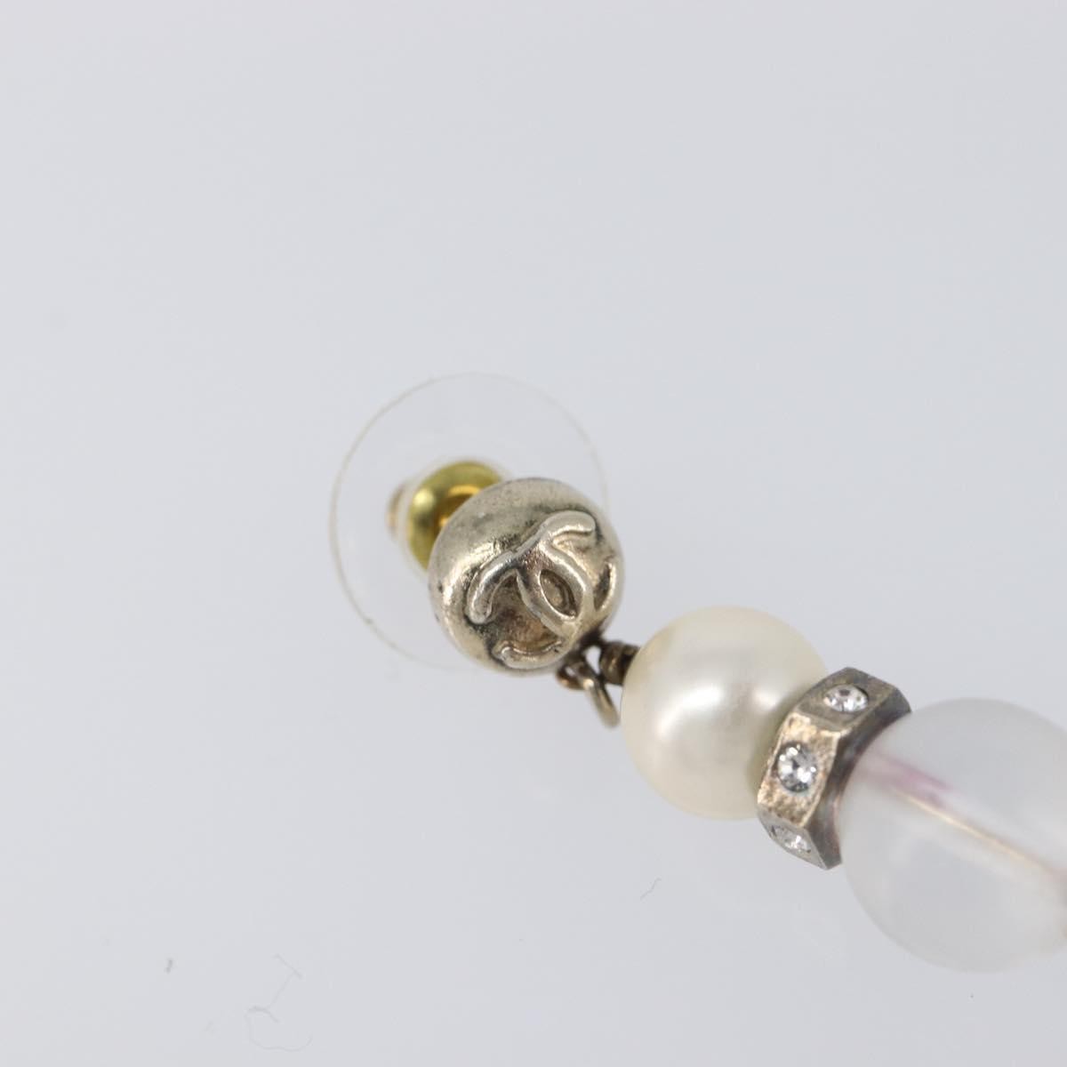 Chanel Cc Pearl Drop Faux Pearl And Metal Silver Metal Earrings Jewelry (Pre-Owned)