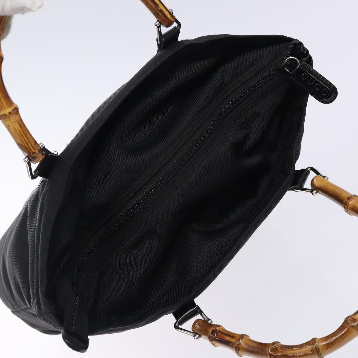 Gucci Vintage Bamboo Handle Tote Nylon Black Nylon Tote Bag Bag (Pre-Owned)
