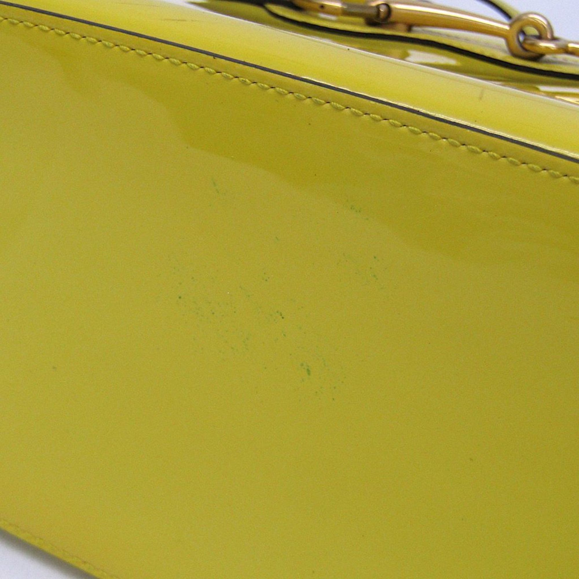 Gucci Bright Bit Convertible Tote Patent Leather Yellow Patent_Leather Handbag (Pre-Owned)