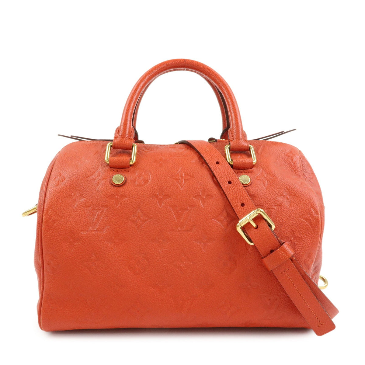 Louis Vuitton Speedy Bandouliere Monogram Empreinte Leather Orange Leather Handbag (Pre-Owned)