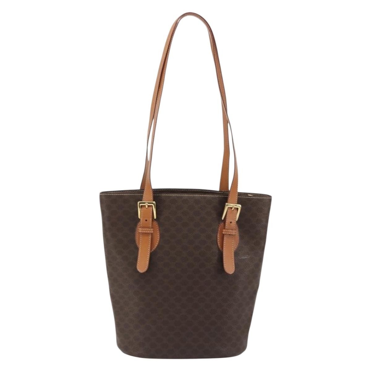 Celine Vintage Macadam Canvas Brown Canvas Tote Bag Bag (Pre-Owned)