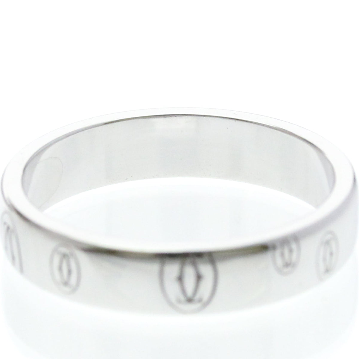 Cartier C De Cartier Happy Birthday Band 18K White Gold Silver White_Gold Ring Jewelry (Pre-Owned)