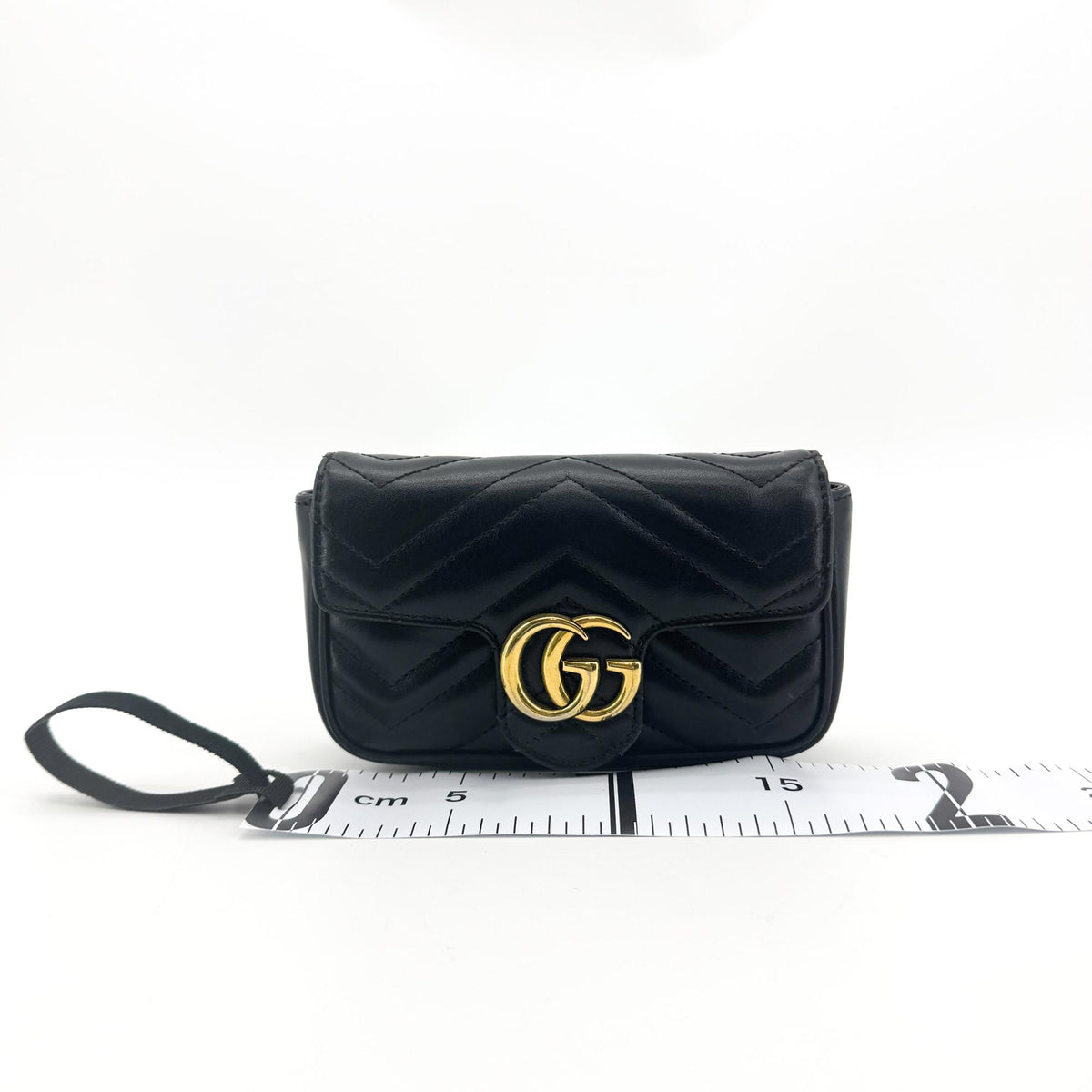Gucci Gg Marmont Flap Matelasse Leather Black Calfskin Handbag (Pre-Owned)