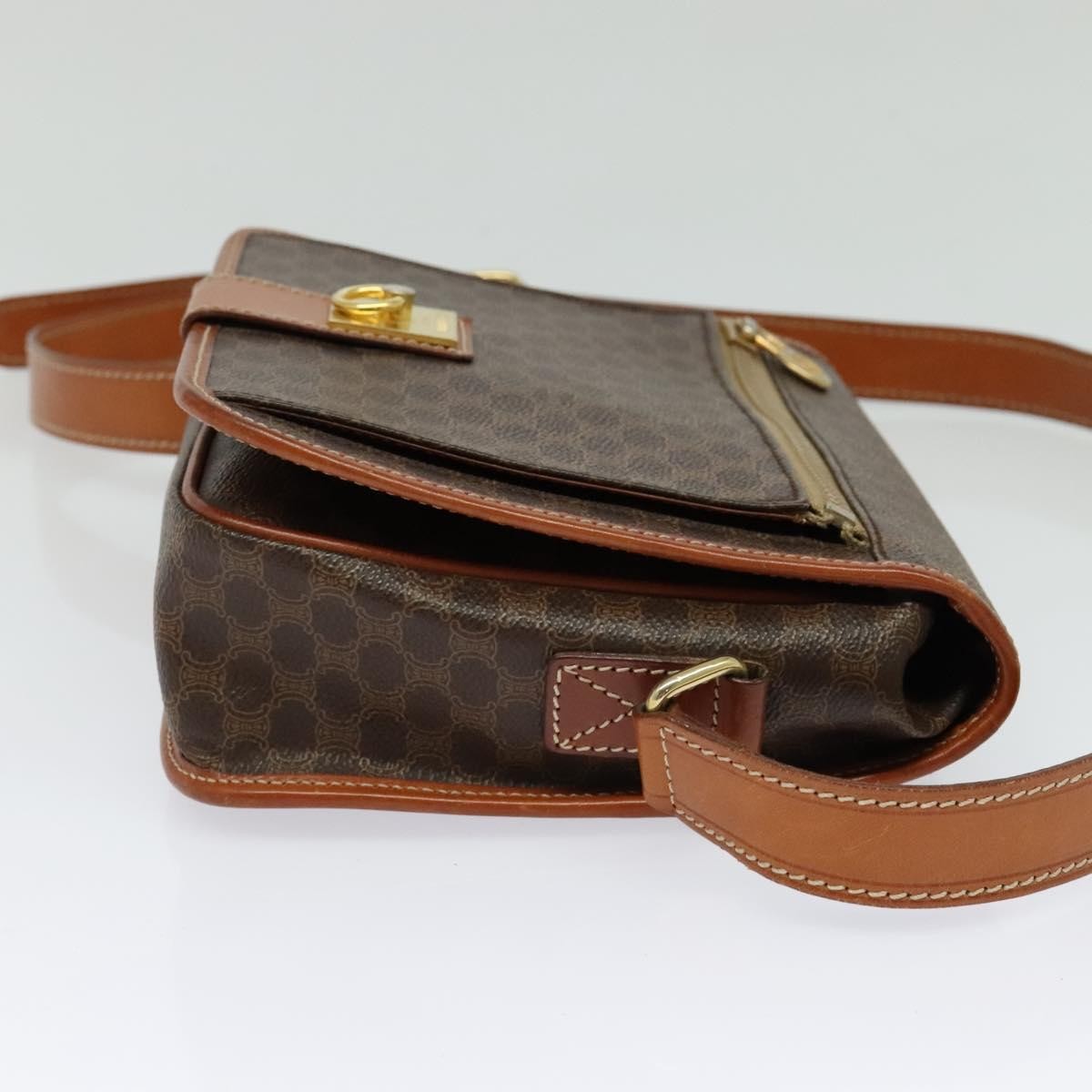 Celine Vintage Macadam Canvas And Leather Brown Canvas Shoulder Bag Bag (Pre-Owned)