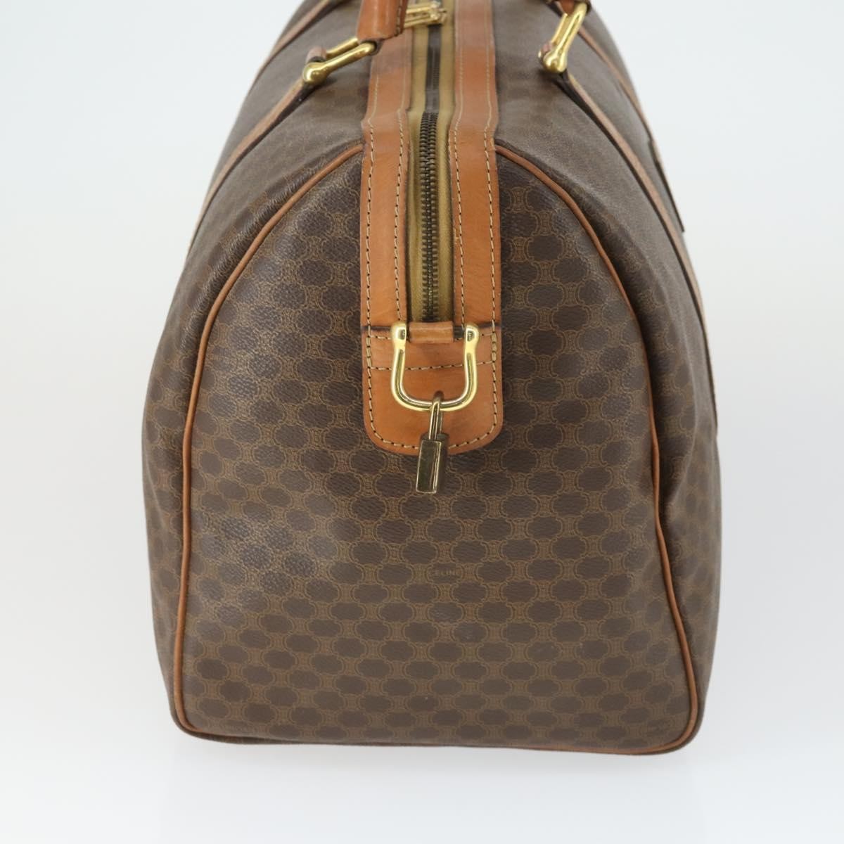 Celine Vintage Macadam Boston Canvas And Leather Brown Pvc Travel Bag Bag (Pre-Owned)