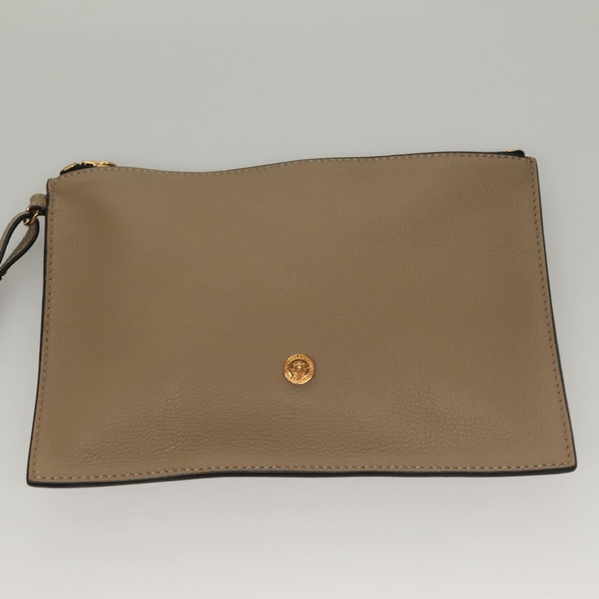 Versace La Medusa Tote Embossed Canvas Beige Leather Bag (Pre-Owned)