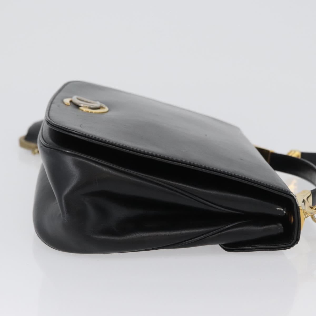 Christian Dior Vintage Cd Logo Leather Black Leather Shoulder Bag Bag (Pre-Owned)