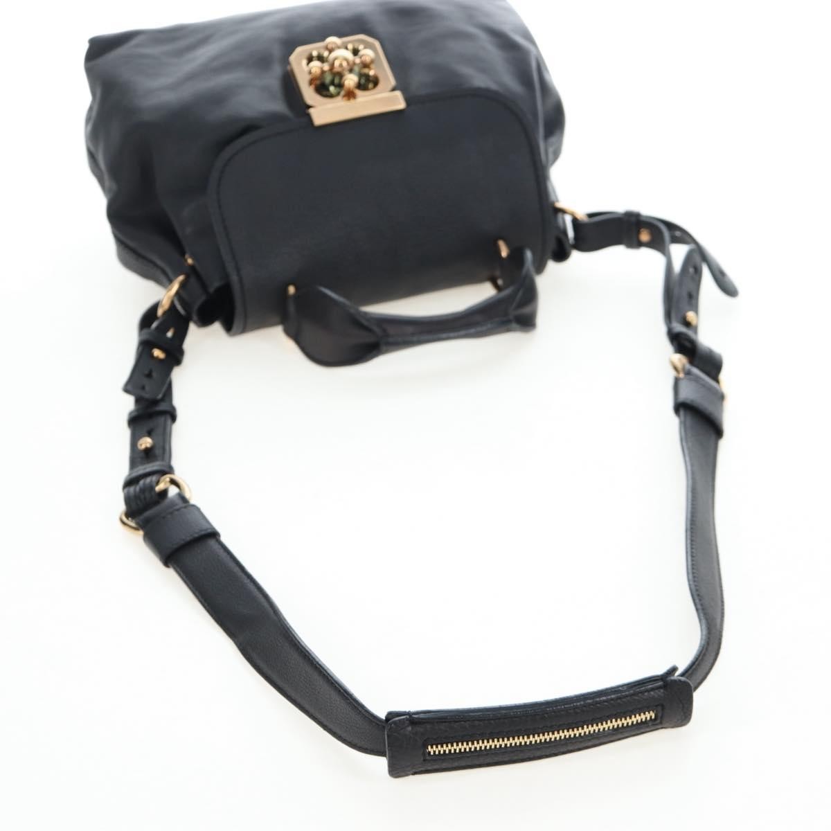 Chloe Elsie Convertible Satchel Leather Black Leather Handbag (Pre-Owned)