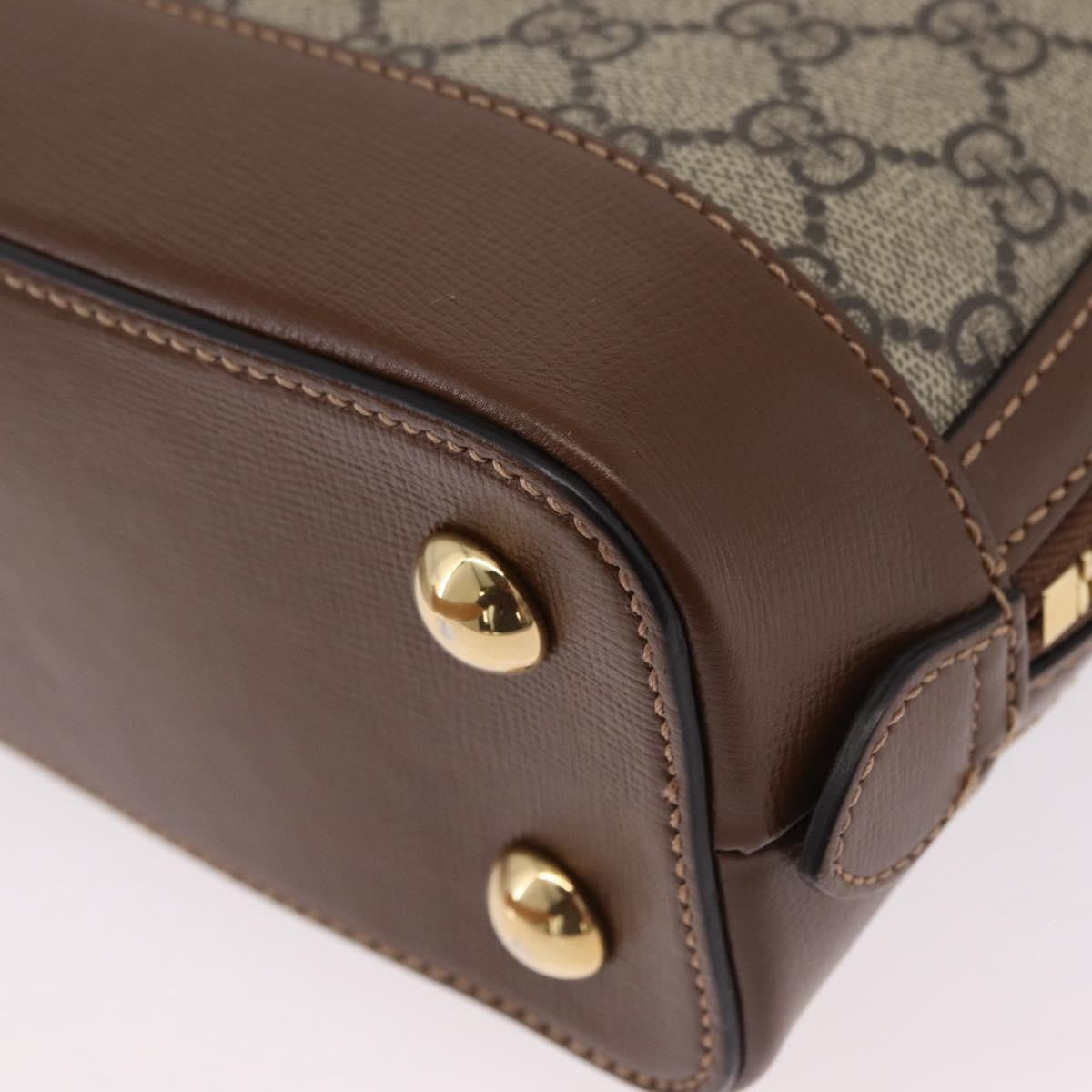 Gucci Horsebit 1955 Top Handle Gg Coated Canvas With Leather Beige Canvas Handbag (Pre-Owned)
