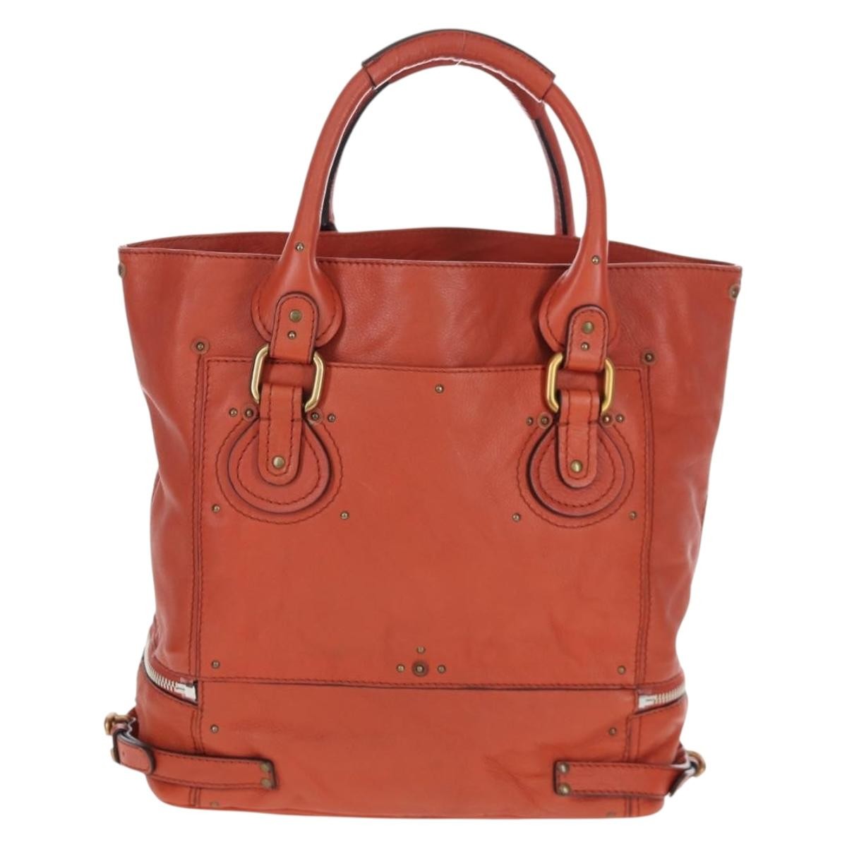 Chloe Paddington Leather Orange Leather Tote Bag Bag (Pre-Owned)