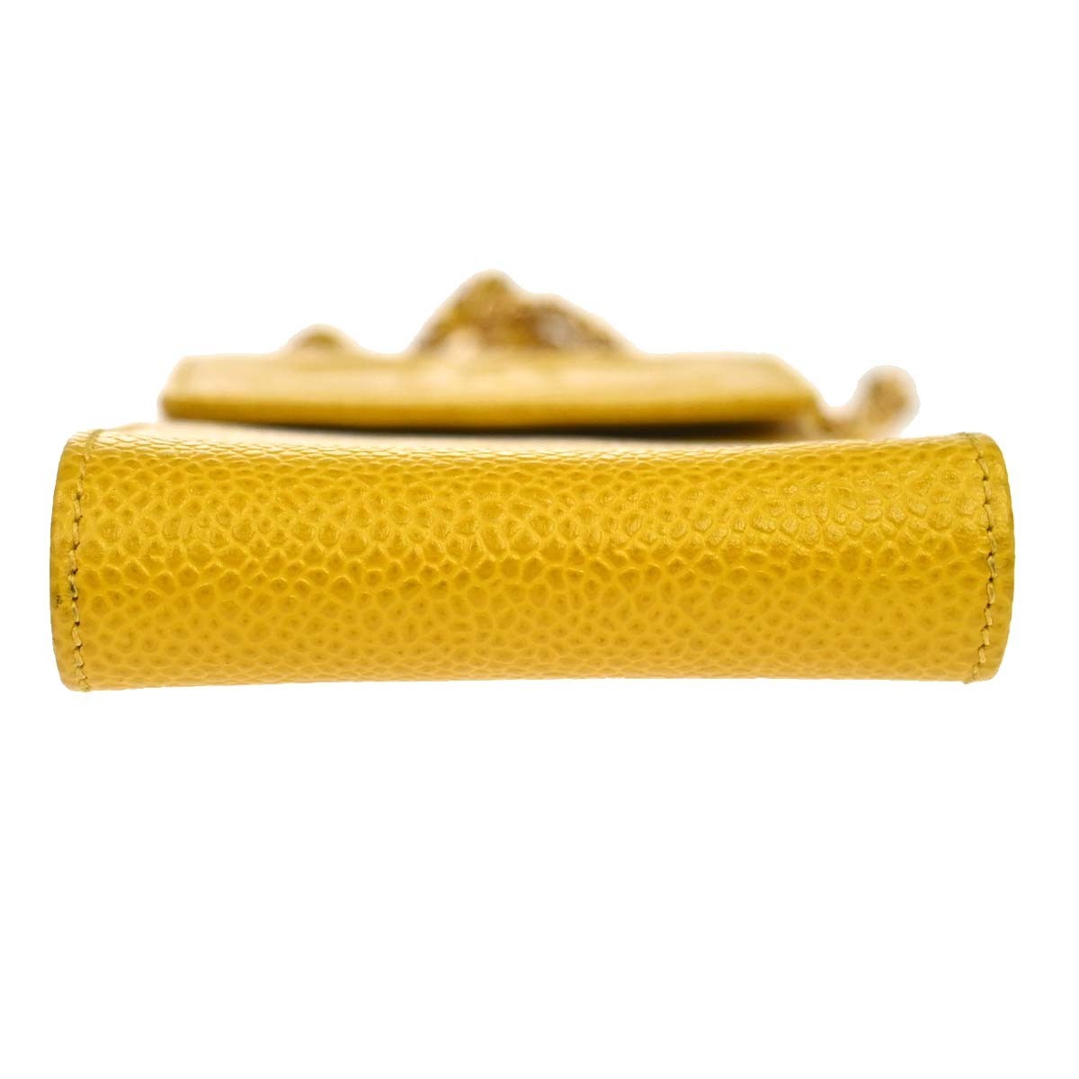 Chanel Vintage Cc Phone Holder Caviar Yellow Leather Clutche & Pouche Bag (Pre-Owned)