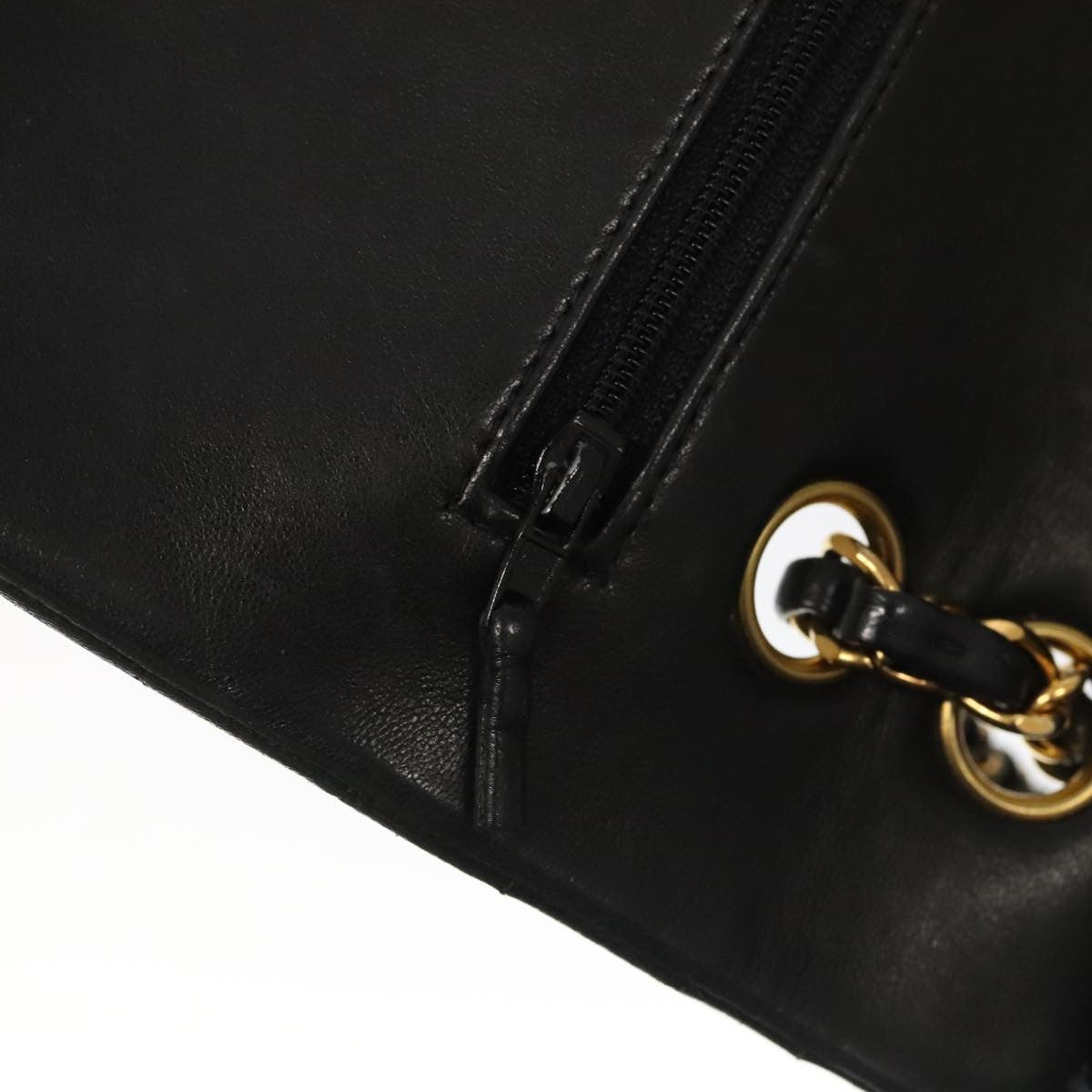Chanel Vintage Classic Double Flap Quilted Lambskin Black Leather Shoulder Bag Bag (Pre-Owned)