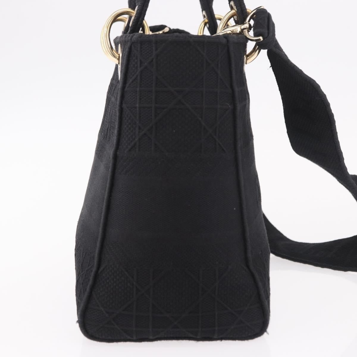 Christian Dior Lady Dior Black Canvas Handbag (Pre-Owned)