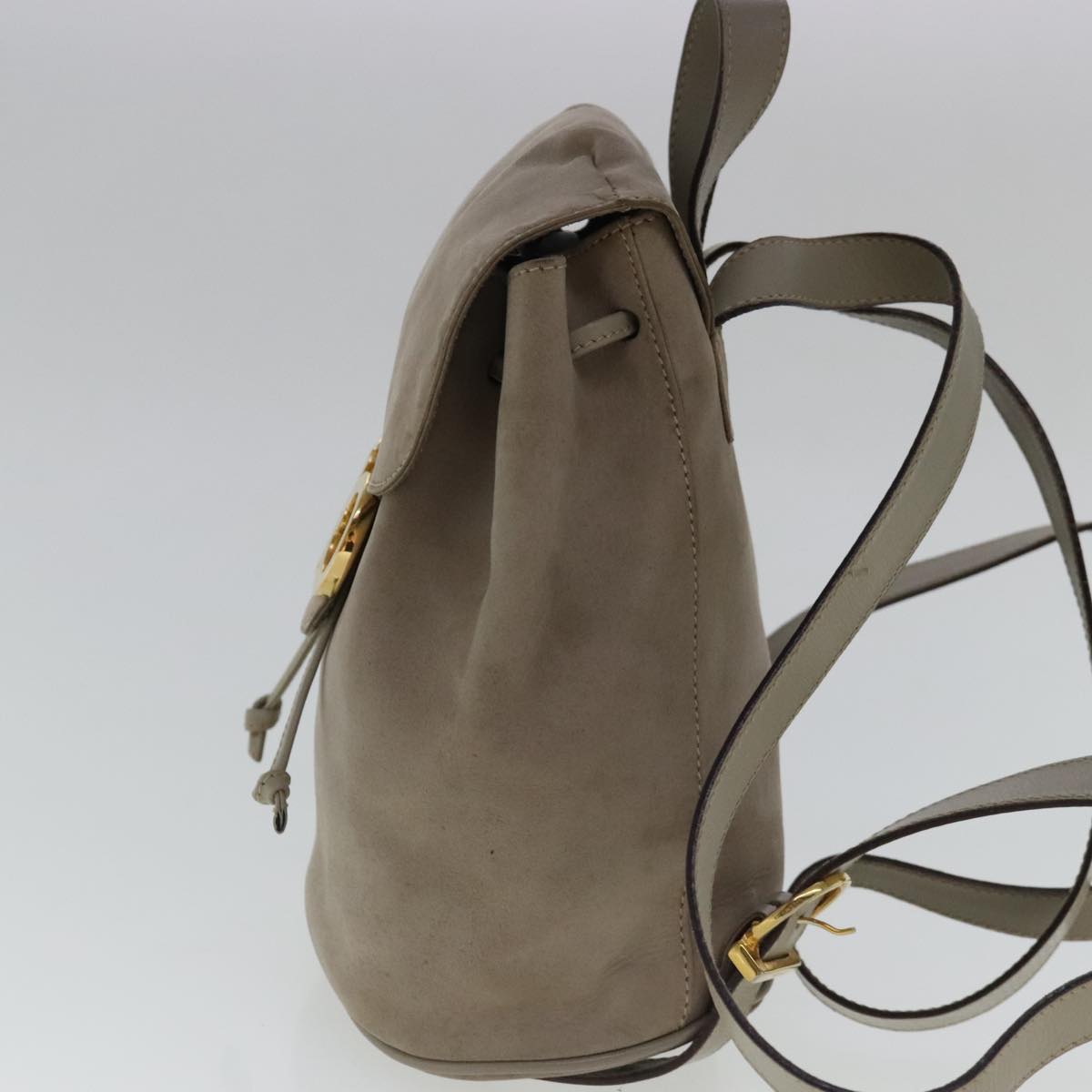 Salvatore Ferragamo Gancini Beige Suede Backpack Bag (Pre-Owned)