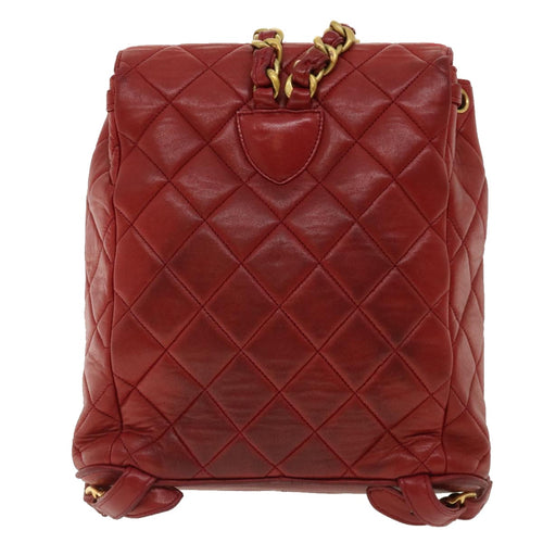 Chanel Matelassé Red Leather Backpack Bag (Pre-Owned)