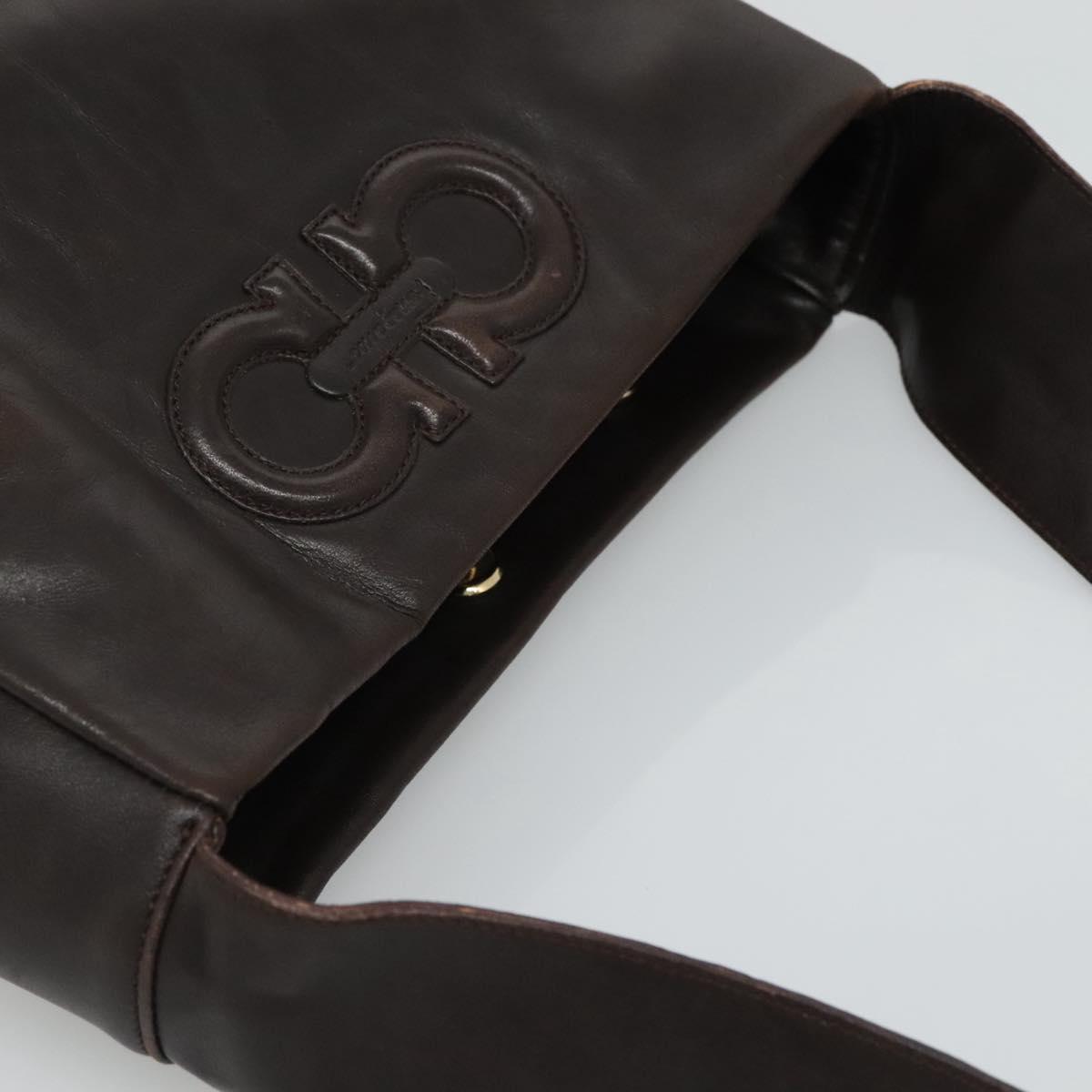Salvatore Ferragamo Gancini Brown Leather Shoulder Bag (Pre-Owned)