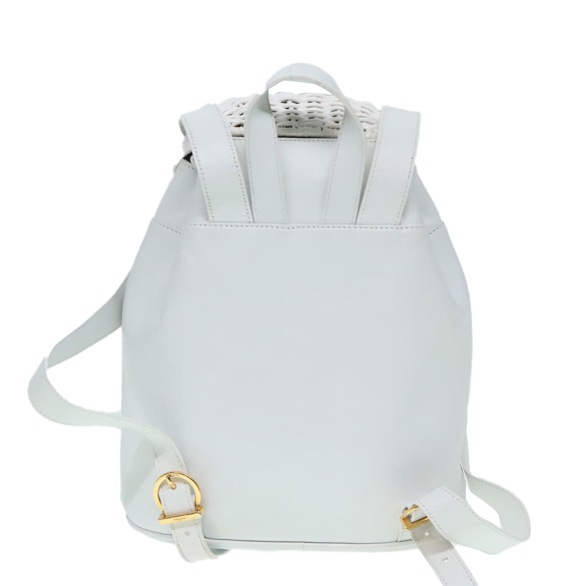 Salvatore Ferragamo White Leather Backpack Bag (Pre-Owned)