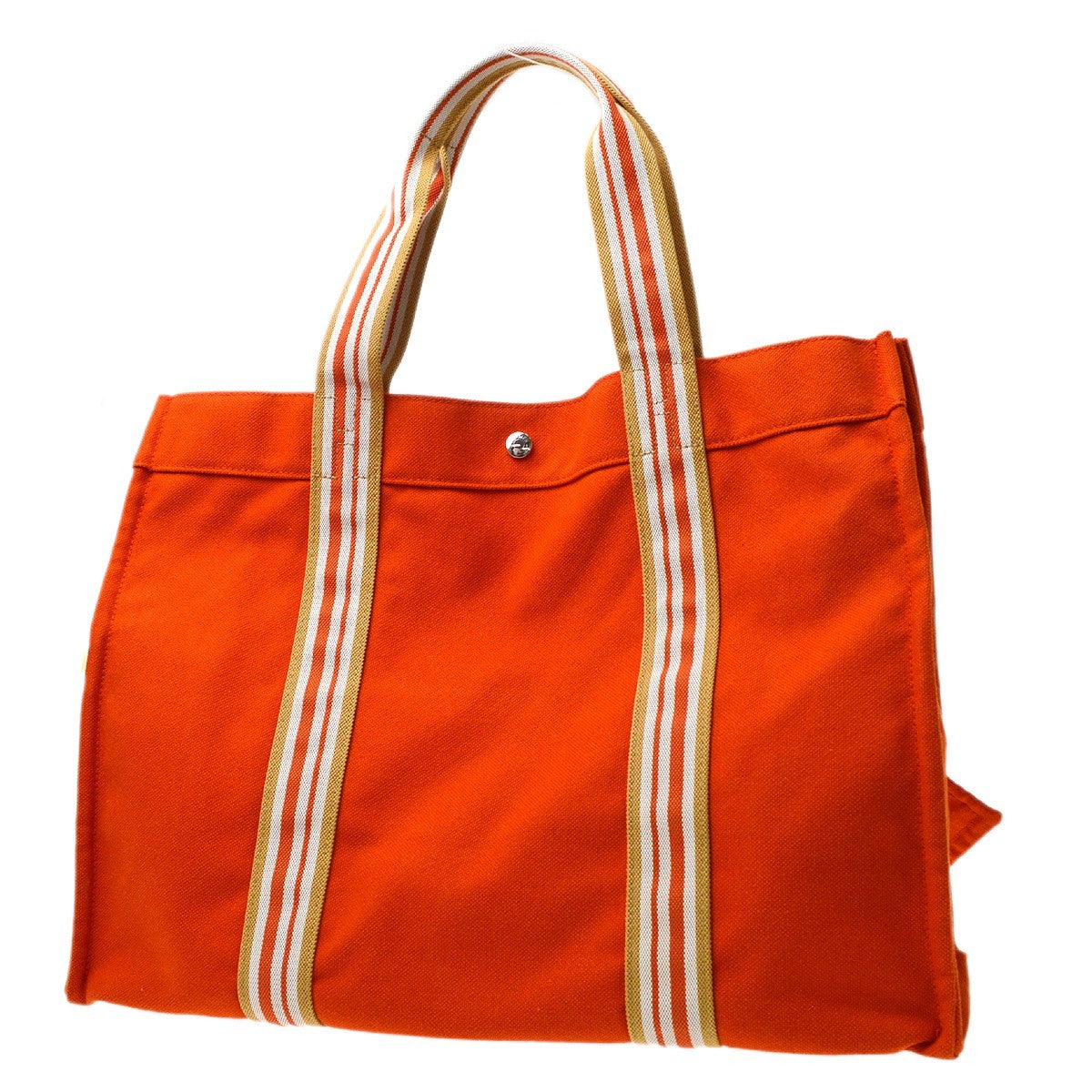 Hermes Beach Tote Cotton Orange Cotton Tote Bag Bag (Pre-Owned)
