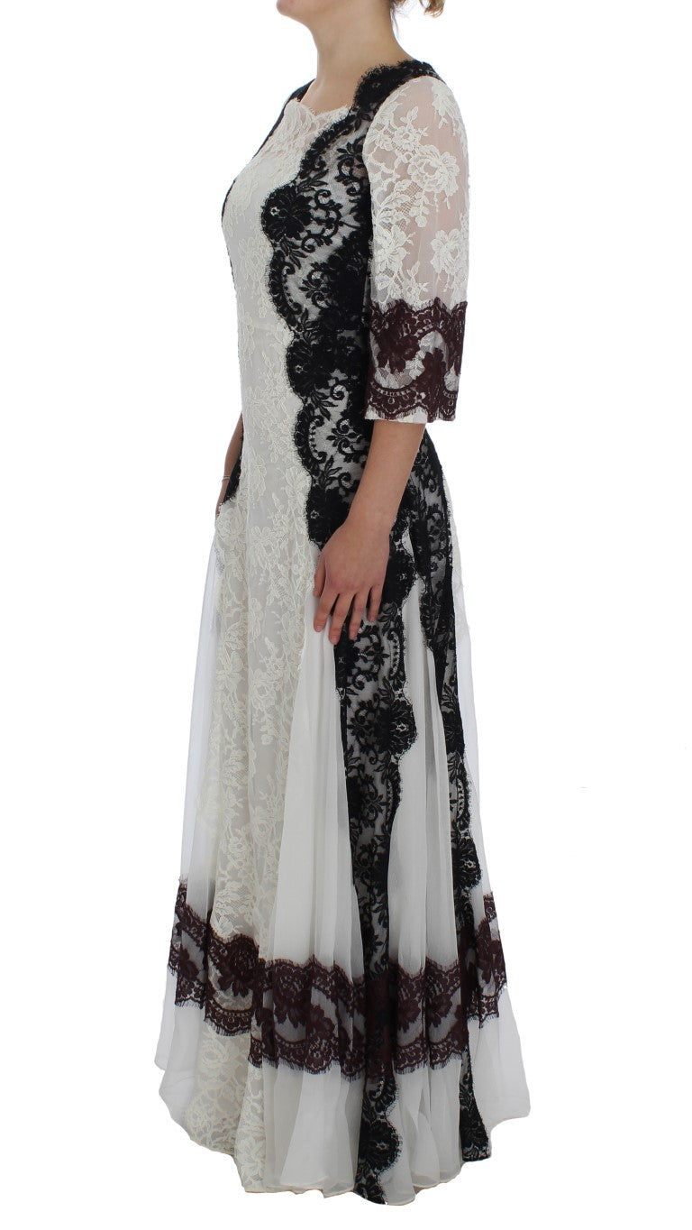 Dolce & Gabbana Floral Lace Silk Blend Maxi Women's Dress