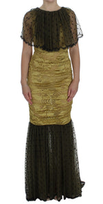 Dolce & Gabbana Yellow Floral Lace Sheath Women's Dress