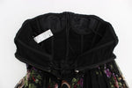 Dolce & Gabbana Black Key Print Silk Crystal Brooch Women's Dress