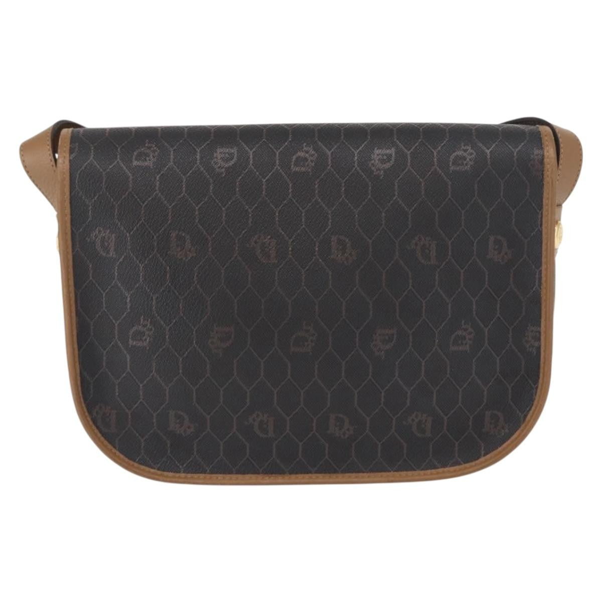 Christian Dior Vintage Honeycomb Flap Canvas And Leather Black Canvas Shoulder Bag Bag (Pre-Owned)