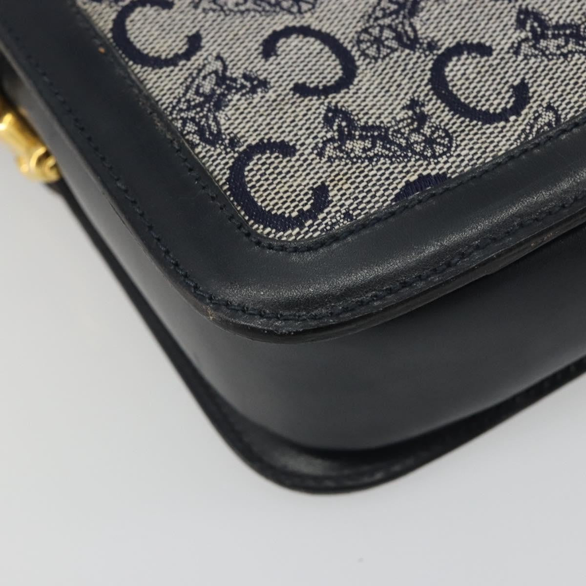 Celine Vintage Horse Carriage C Macadam Canvas And Leather Navy Canvas Shoulder Bag Bag (Pre-Owned)