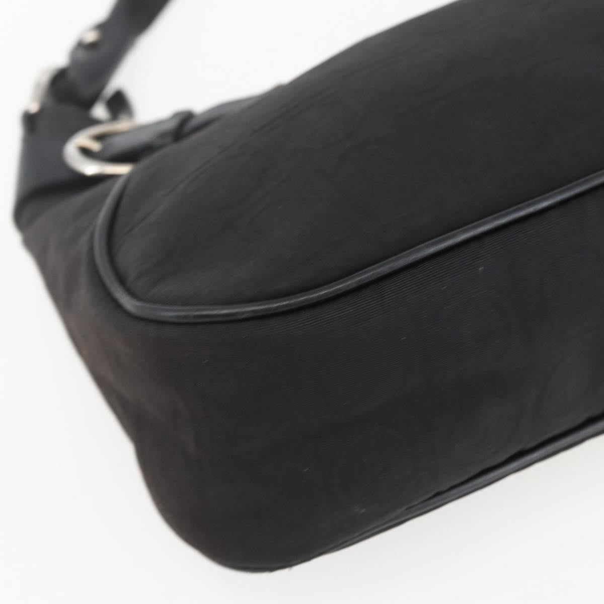 Salvatore Ferragamo Vintage Gancini Hobo Leather Black Canvas Shoulder Bag Bag (Pre-Owned)