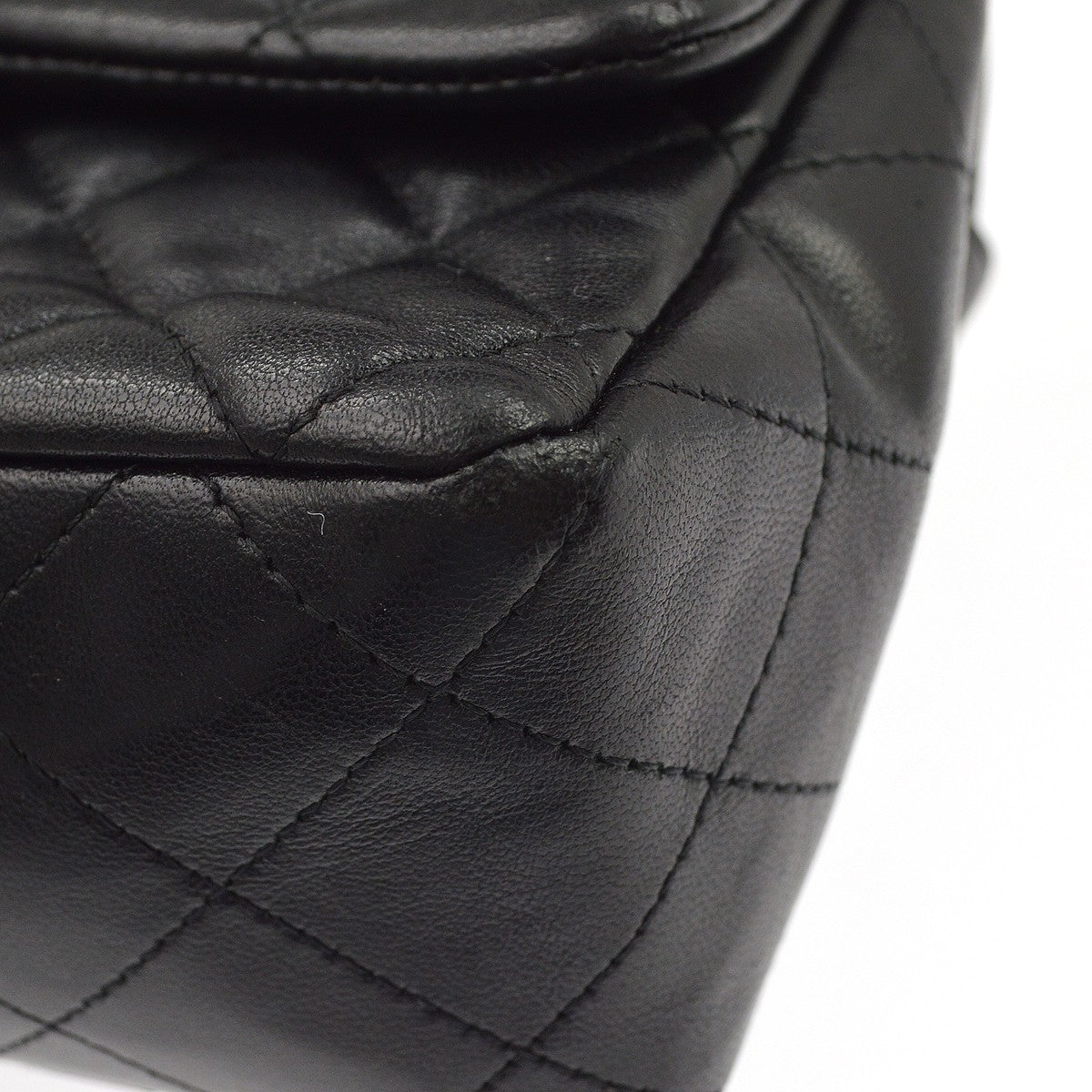 Chanel Classic Single Flap Quilted Lambskin Black Leather Shoulder Bag Bag (Pre-Owned)