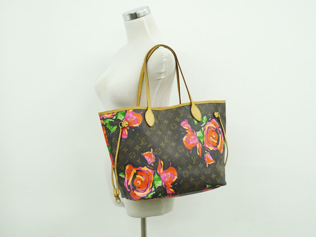 Louis Vuitton Neverfull Limited Edition Monogram Roses Brown Canvas Tote Bag Bag (Pre-Owned)