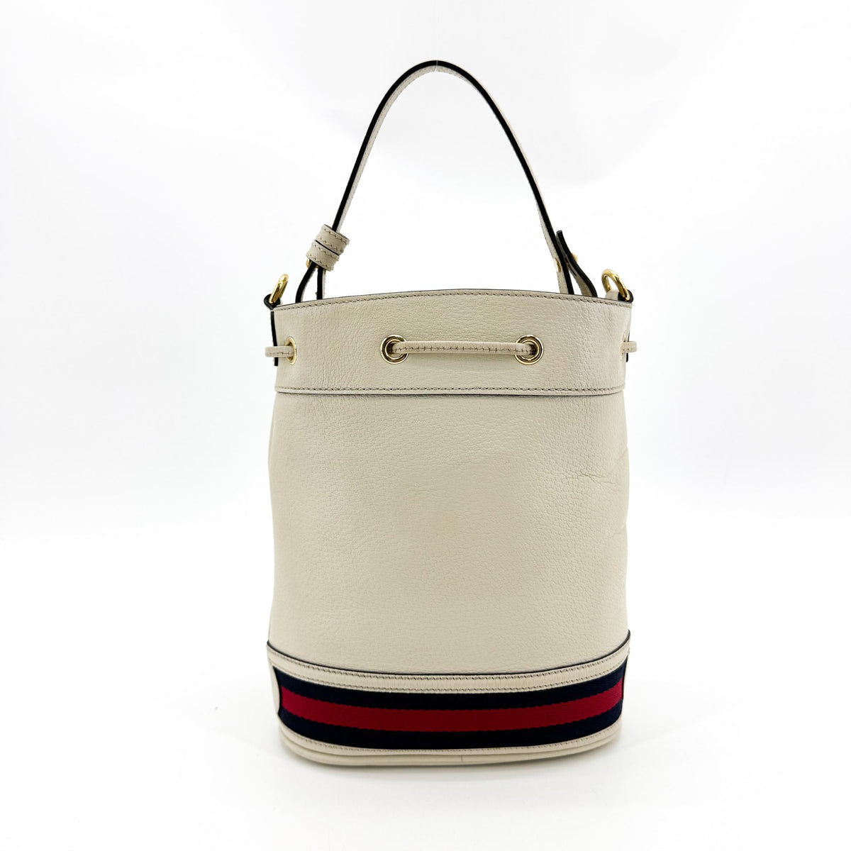 Gucci Ophidia Bucket Leather White Leather Handbag (Pre-Owned)