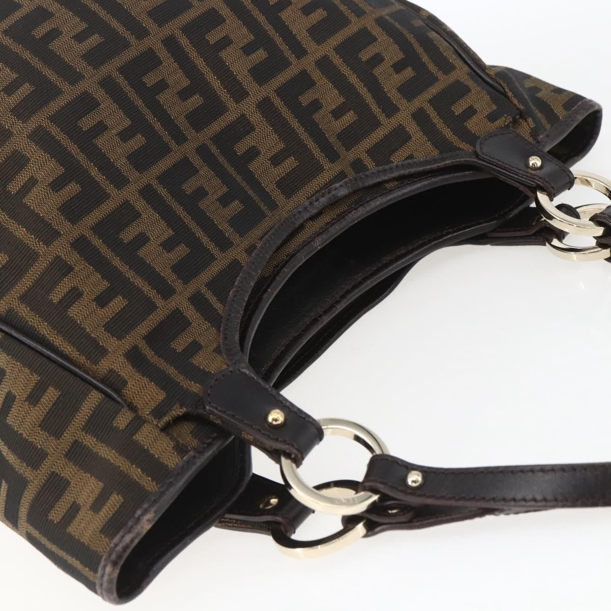 Fendi Chef Pleated Shopping Tote Zucca Canvas Brown Canvas Tote Bag Bag (Pre-Owned)