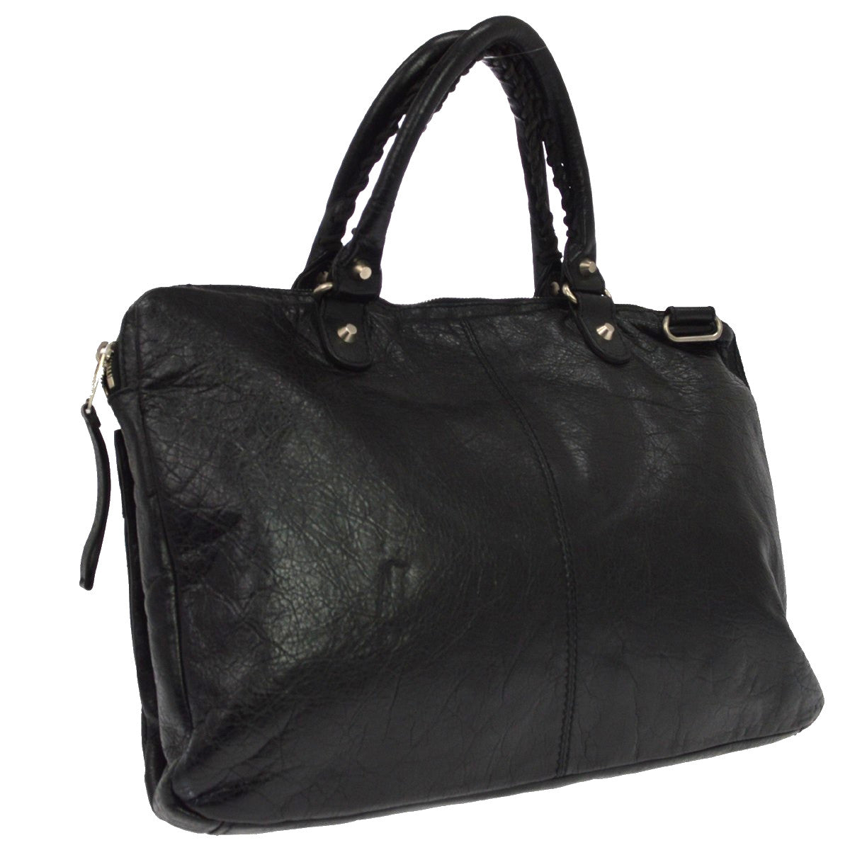 Balenciaga Mini Folder Leather Black Leather Handbag (Pre-Owned)