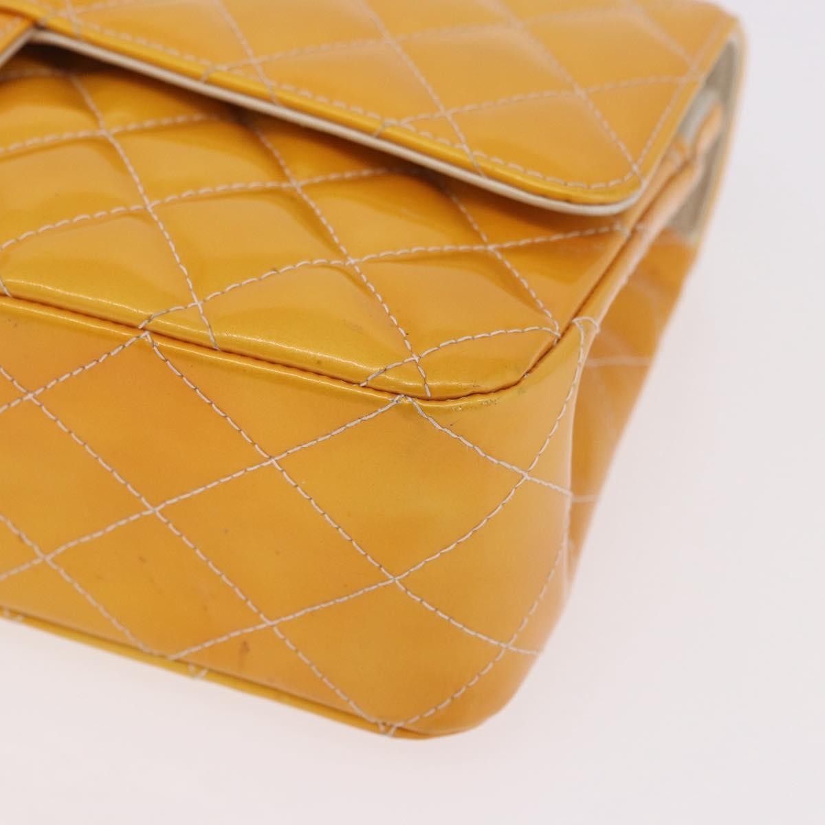 Chanel Timeless - Classic Double Flap Quilted Patent Yellow Patent_Leather Shoulder Bag Bag (Pre-Owned)