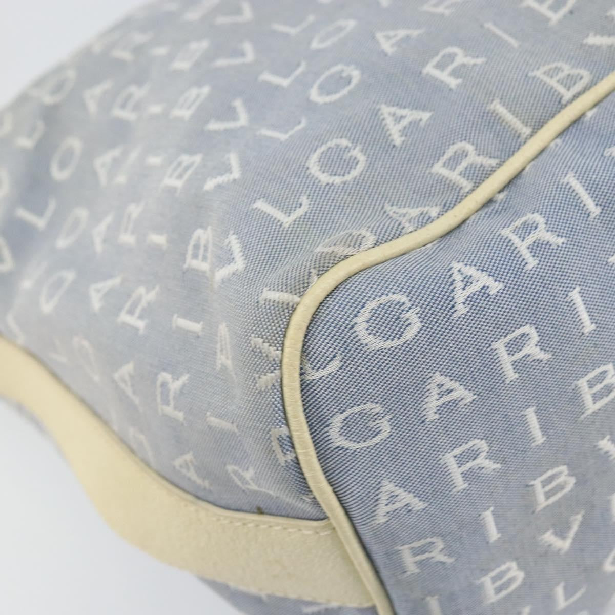 Bvlgari Logomania Canvas With Leather Blue Canvas Shoulder Bag Bag (Pre-Owned)