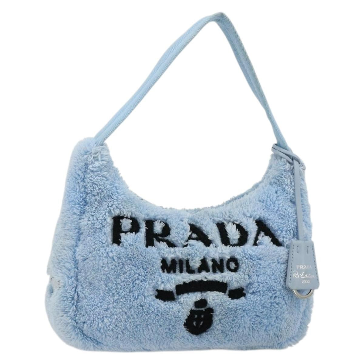 Prada Re-Edition 2000 Hobo Terry Cloth Blue Cloth Shoulder Bag Bag (Pre-Owned)