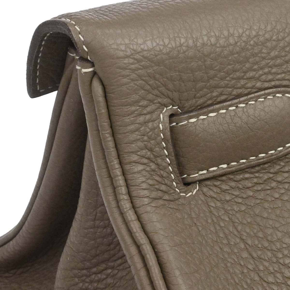 Hermes Shoulder Kelly Clemence Gray Leather Handbag (Pre-Owned)