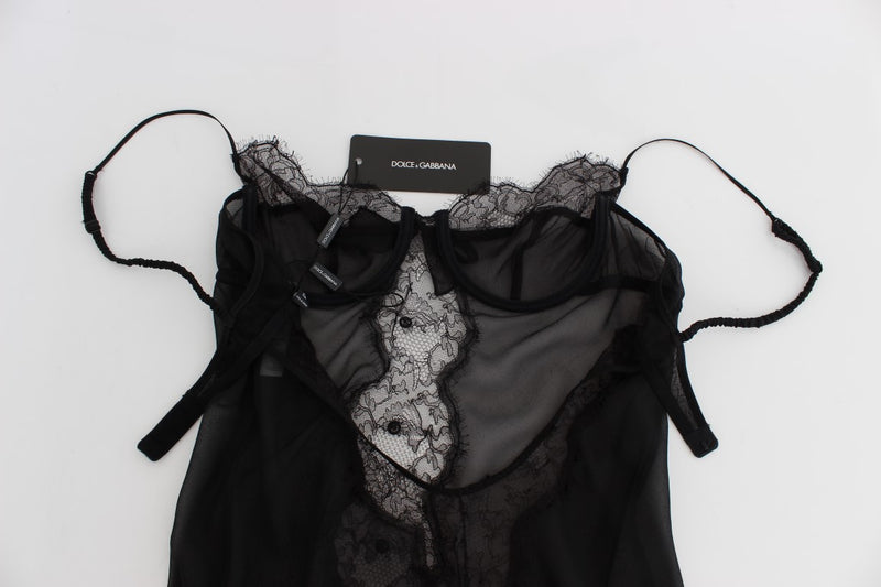 Dolce & Gabbana Elegant Black Silk Lace Lingerie Women's Chemise