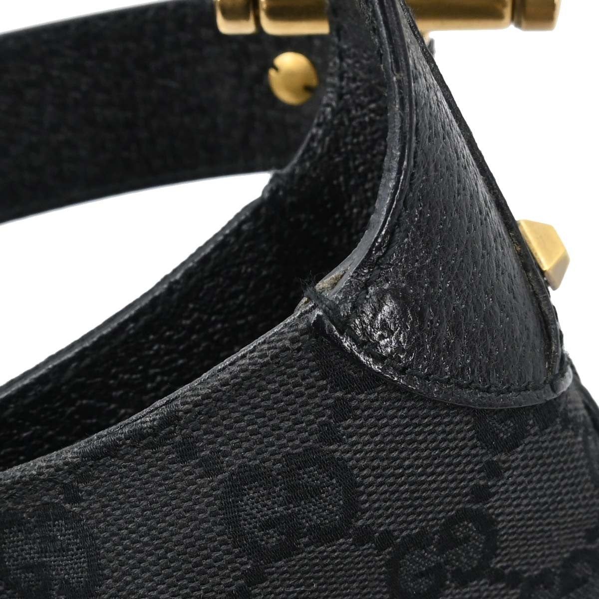 Gucci Piston Lock Jackie Hobo Gg Canvas Black Canvas Shoulder Bag Bag (Pre-Owned)