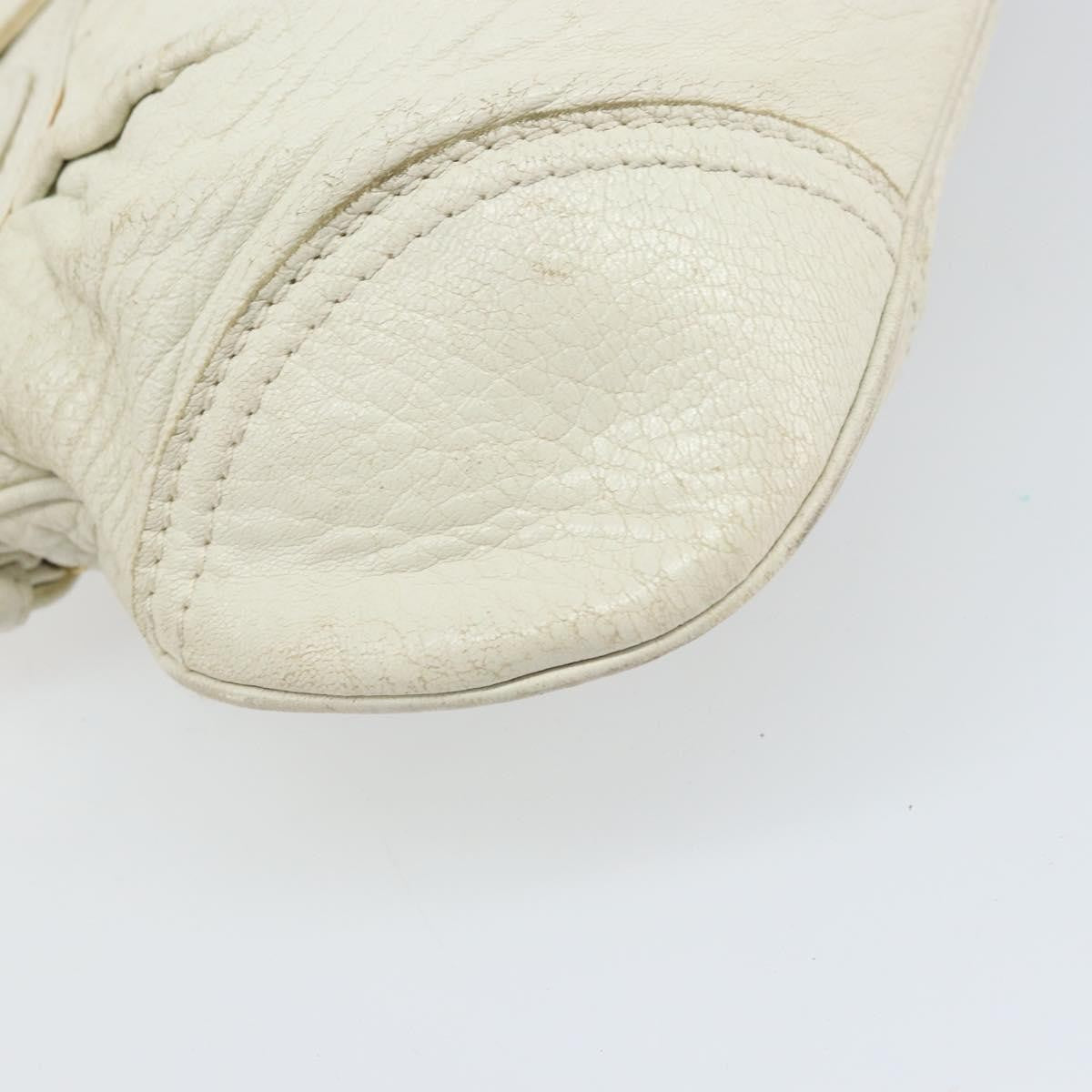 Salvatore Ferragamo Gancini Leather White Leather Handbag (Pre-Owned)