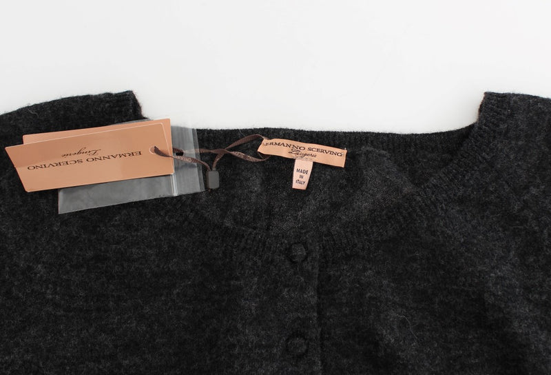 Ermanno Scervino Gray Knit Wool Cardigan Women's Sweater