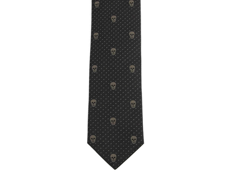 Alexander McQueen Men's Brown Skull Polka Dot Silk Tie 184303 2065 (5 Cm)