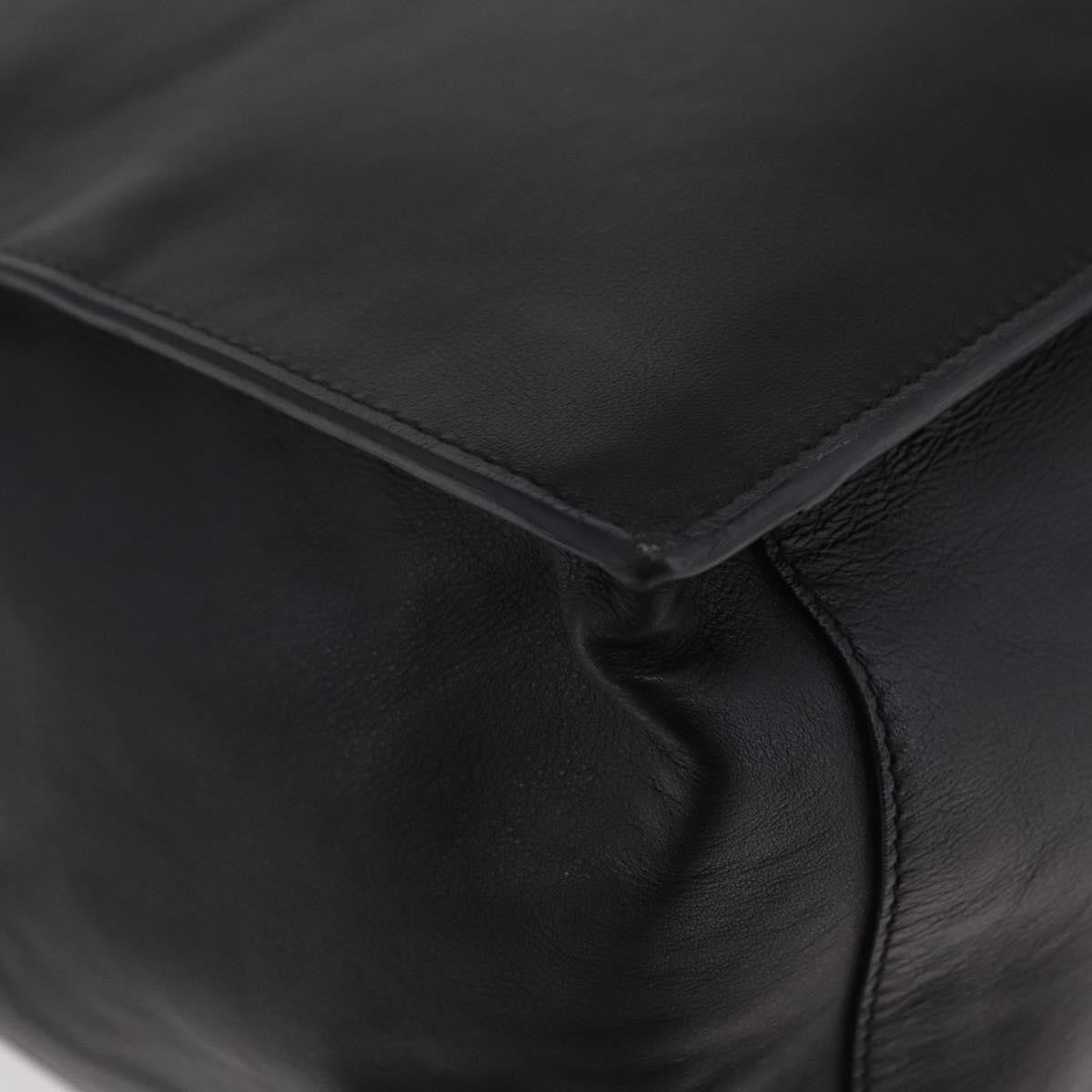 Saint Laurent Rive Gauche Shopper Embossed Leather Black Leather Tote Bag Bag (Pre-Owned)