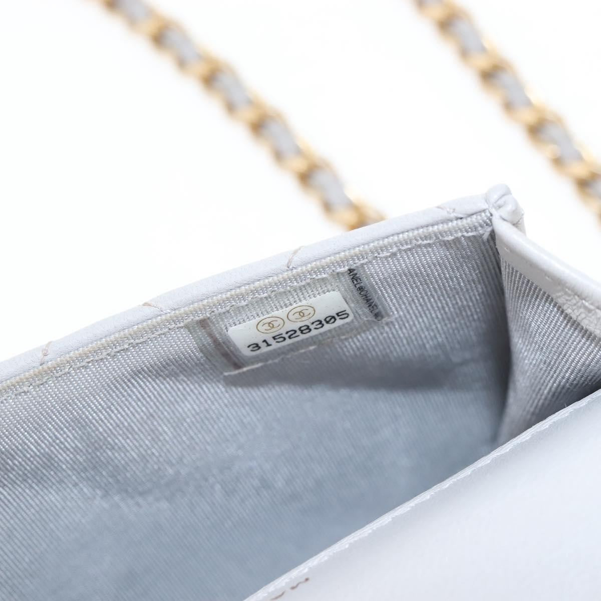 Chanel Top Handle Flap Coin Purse With Chain Quilted Lambskin Gray Leather Crossbody Bag Bag (Pre-Owned)