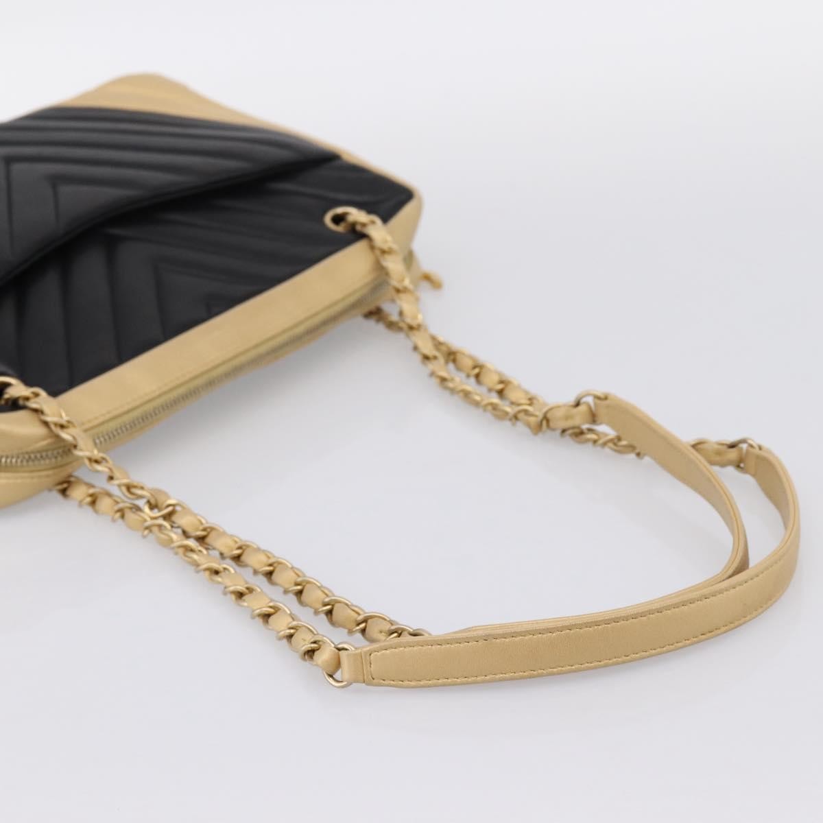 Chanel Camera Chevron Lambskin Beige Leather Shoulder Bag Bag (Pre-Owned)