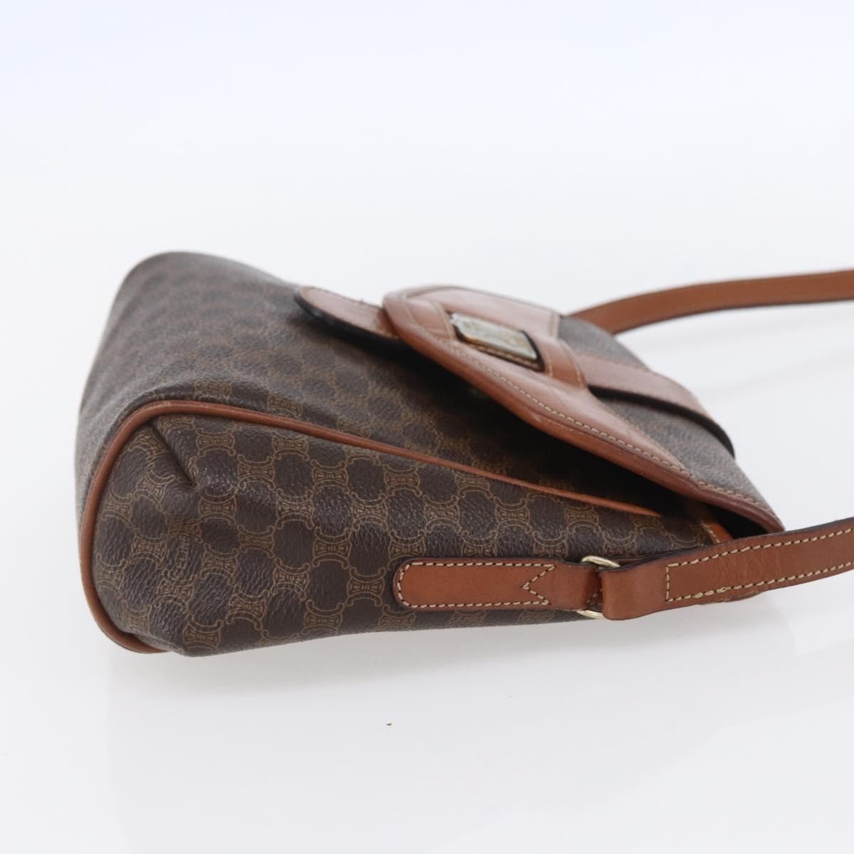 Celine Vintage Macadam Canvas And Leather Brown Canvas Shoulder Bag Bag (Pre-Owned)