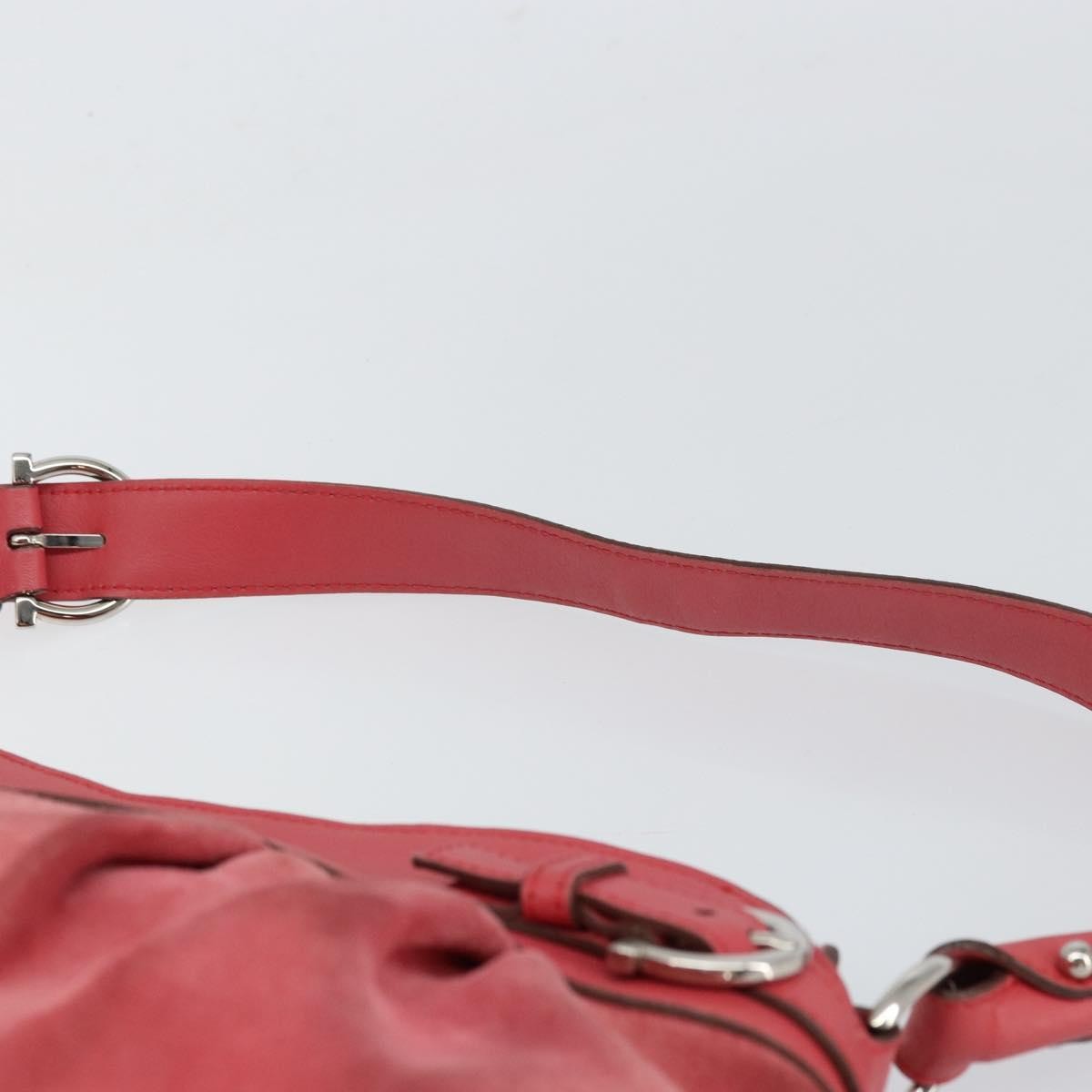 Salvatore Ferragamo Gancini Suede Pink Suede Shoulder Bag Bag (Pre-Owned)